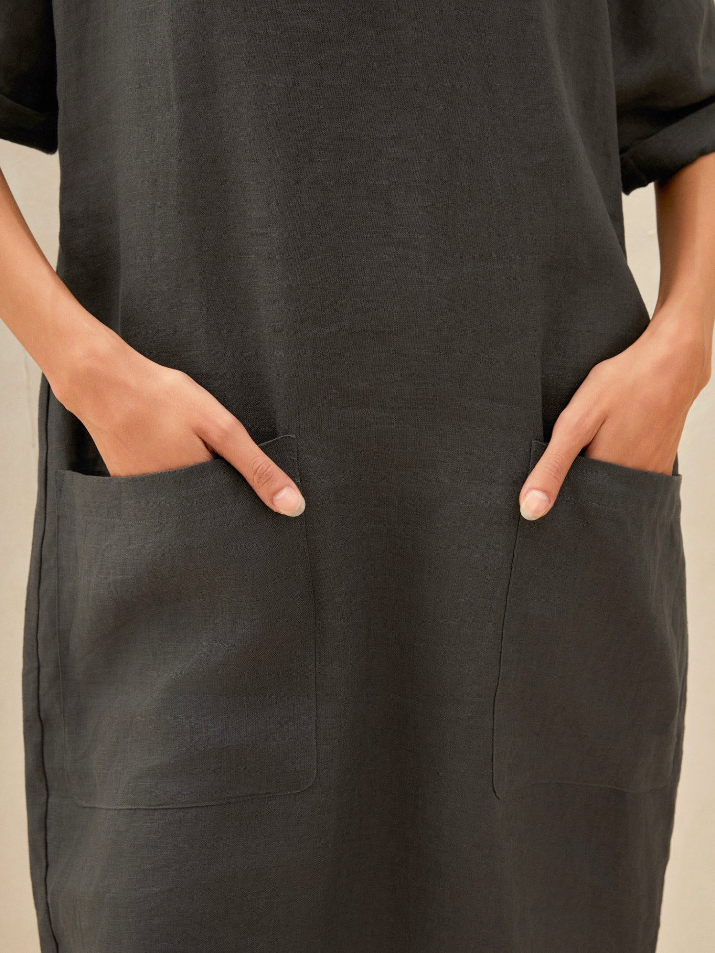 MIA 100% Linen Oversized V-Neck Dress