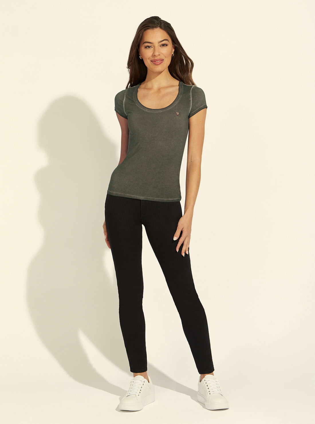 Eco Grey Scoop Neck Logo T-Shirt