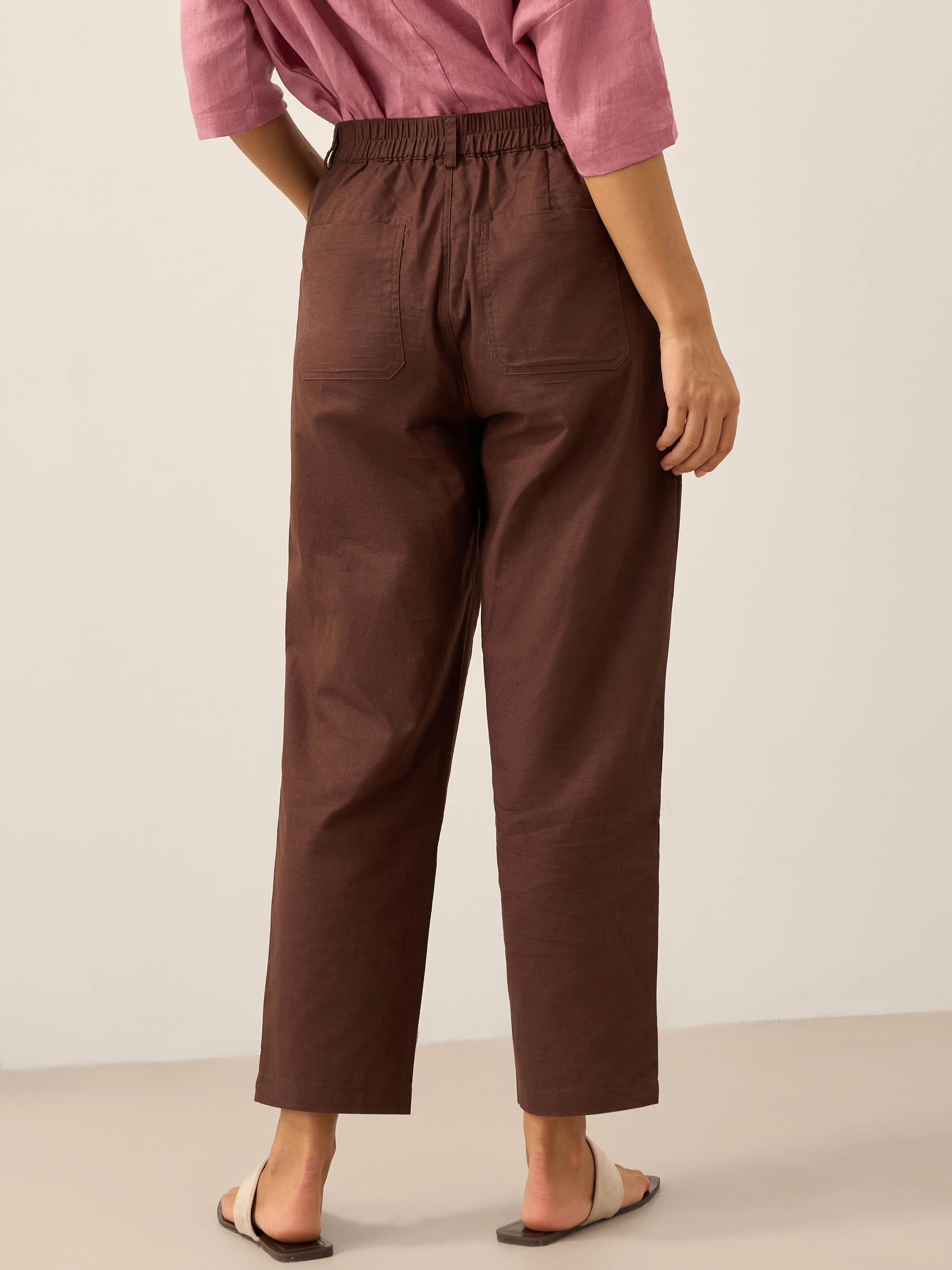 Linen Simple Button Fly Trousers