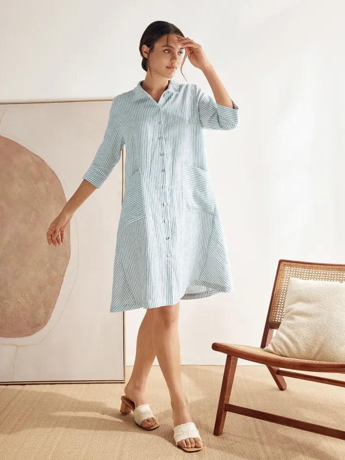 100% Linen Shirt Dress MADISON
