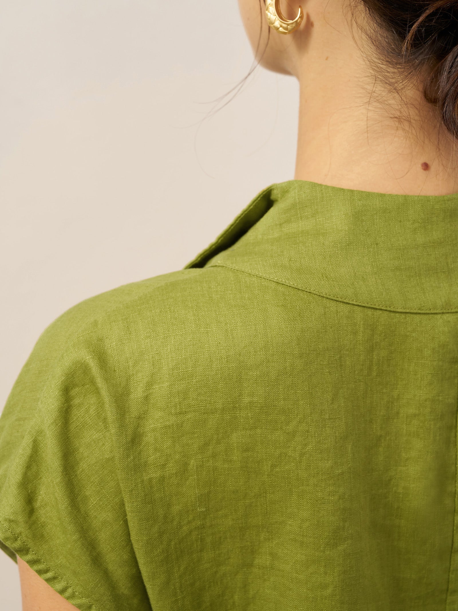 100% Linen Collared Cap Sleeve Top IVY