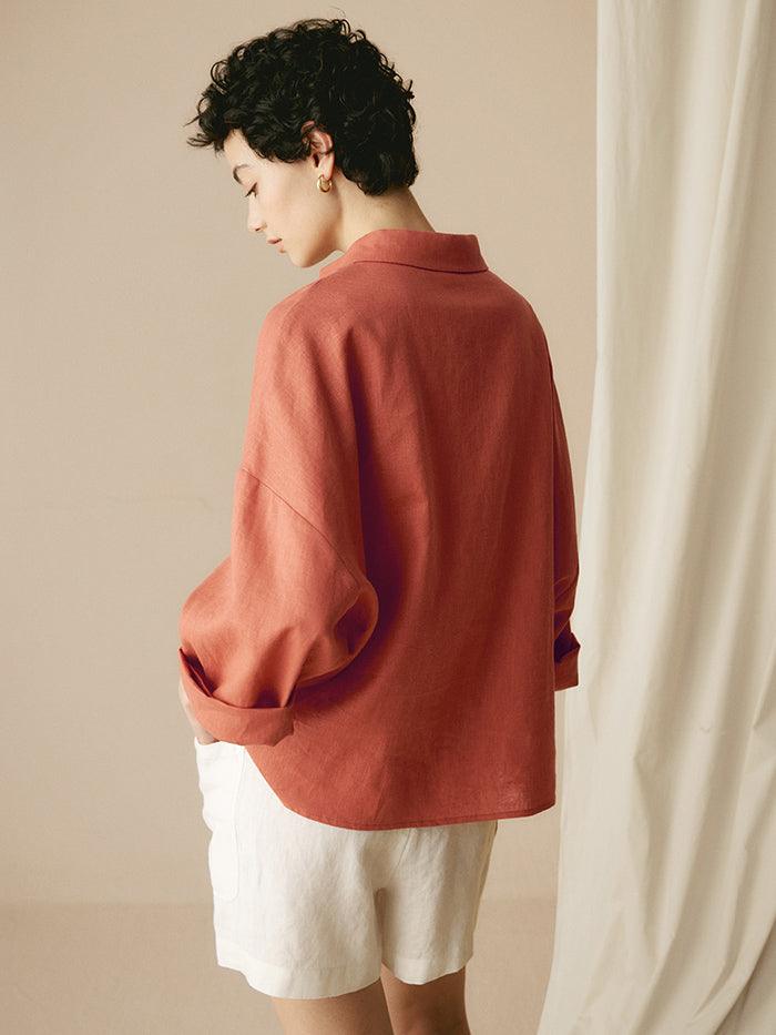 Linen Oversized Fit Pocket Shirt ELOWEN